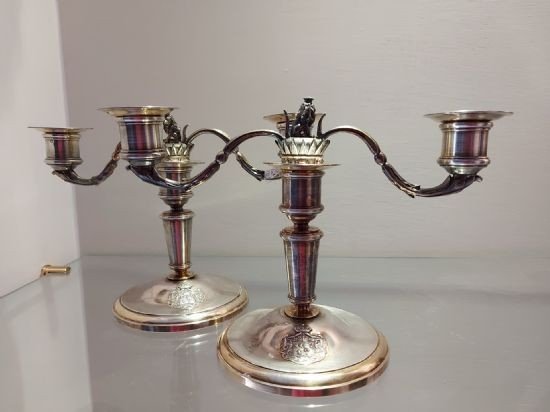 Candelabra In Silver Talleyrand Coat Of Arms France 1830